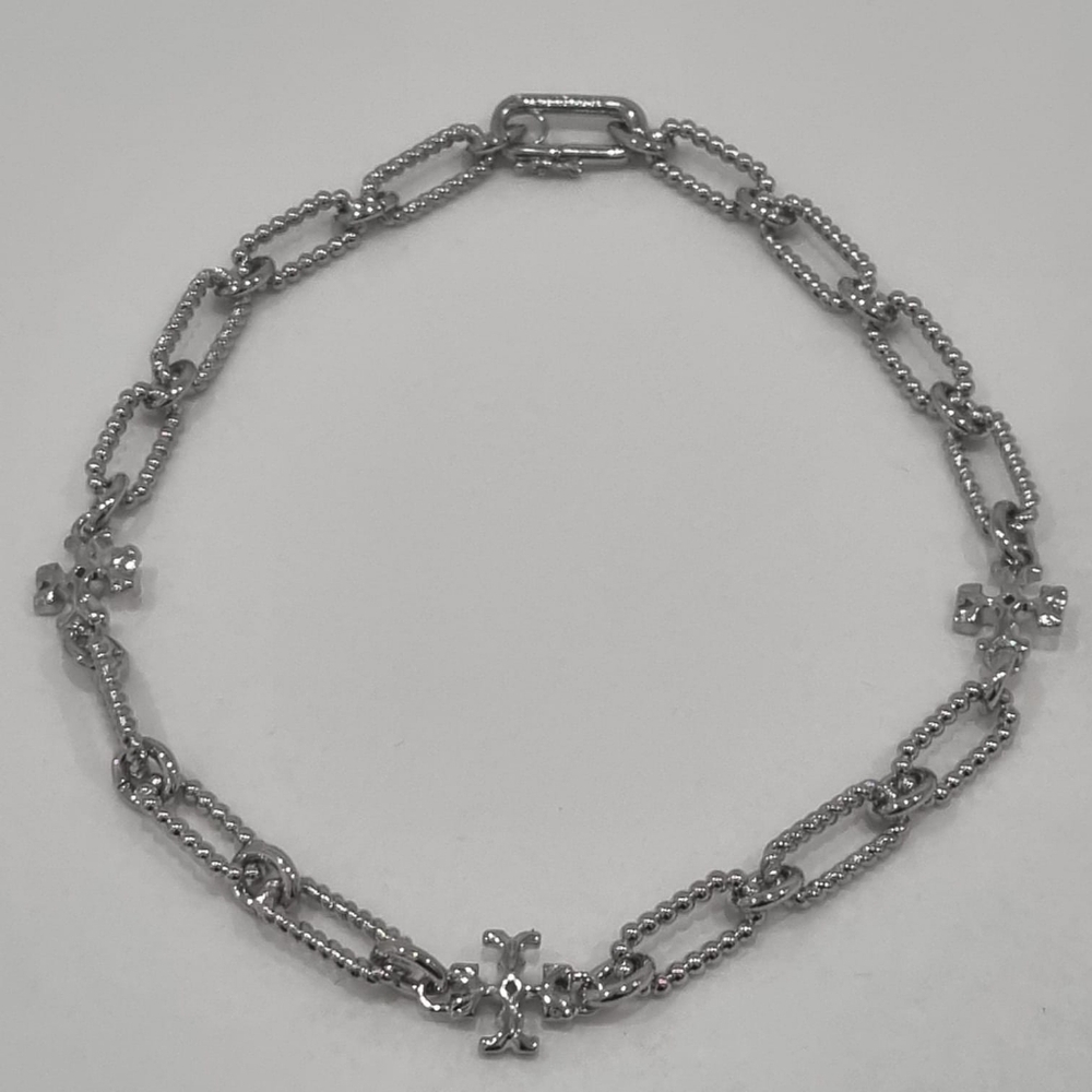 Tory Burch Roxanne Chain Silver Choker Necklace
